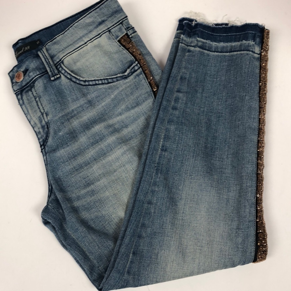 Level 99 cropped embellished denim